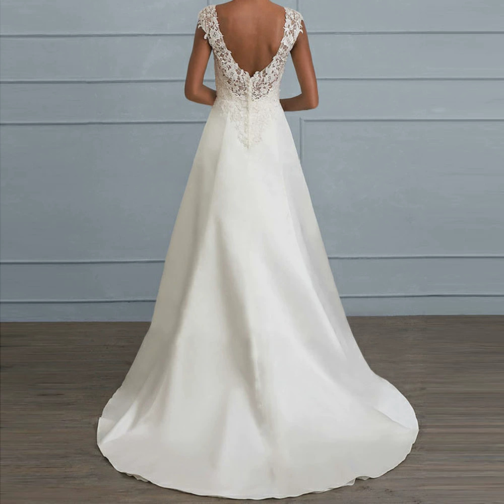 ZARA Womens Lace Spaghetti Strap Backless Bridal Long Dress